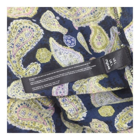 FREE PEOPLE Women SZ L Off-Shoulder Boho Paisley Print Bodysuit Top Long Sleeves - Picture 13 of 14